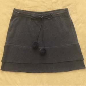 Gray Mini Skirt with Pom Poms